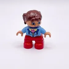 Lego Duplo Figurine Child Girl Red Jacket Blue Braids Braun 10584 47205pb030