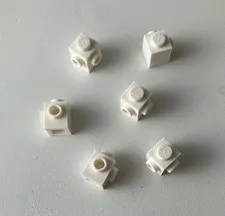 Lego 6x Brick Modified 1x1 w/ Stud on 2 Sides Adjacent WHITE #26604