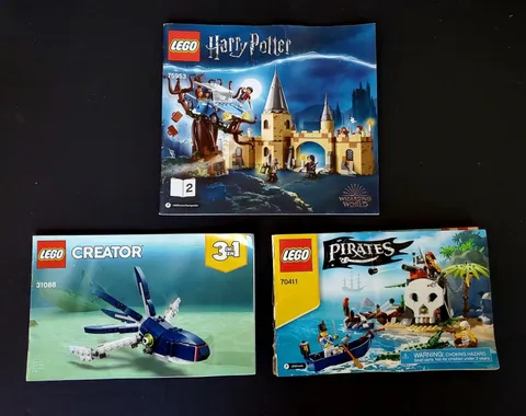 Lot of 3 LEGO Assorted Instruction Manuals Only No Bricks Harry Potter, Pirates