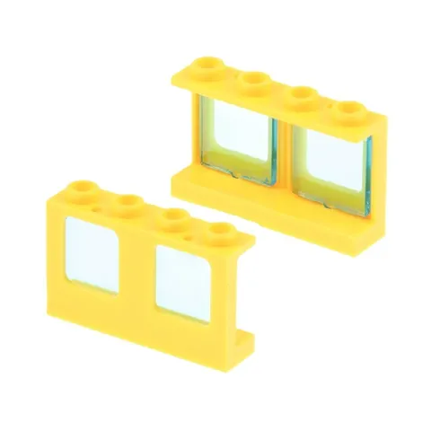 2x LEGO Window Frame Double 1x4x2 Yellow Transparent Blue 60601 61345