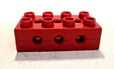 Vintage 1990s LEGO Duplo Technic Brick 2x4 with 3 Holes Red 6517c01