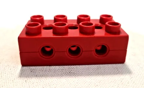 Vintage 1990s LEGO Duplo Technic Brick 2x4 with 3 Holes Red 6517c01