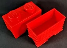 Lego 2 x 1 Stud Stackable Storage Brick Bin Box Container 4002 2012 Red