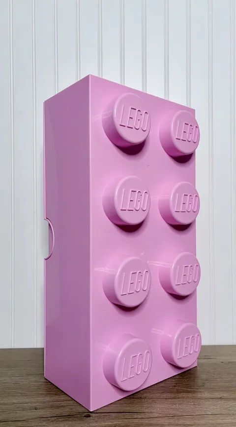 Pink LEGO Storage Box Brick Large 19.5” x 9.75" Stackable Container 4 X 2 Stud