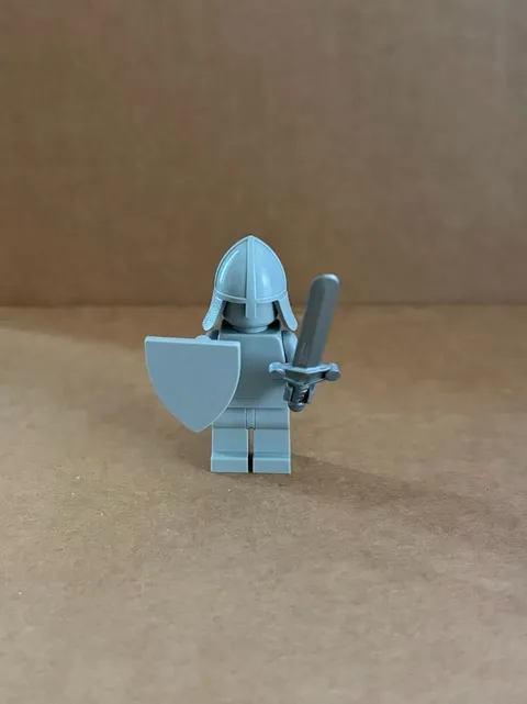 Lego Town Square Castle Knight Statue Mini Figure With Shield,Flat Silver Sword