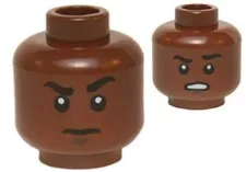Lego Star Wars FIN MINIFIG HEAD Reddish Brown Stern/Scowl Dual Side D167