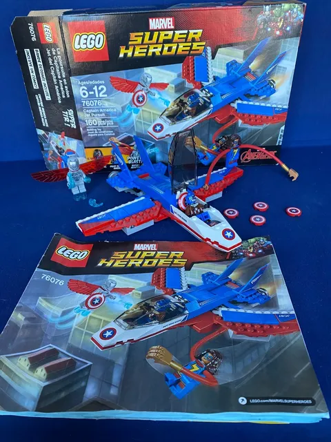 LEGO Marvel Super Heroes Captain America Jet Pursuit 76076-Complete w/Box&Manual
