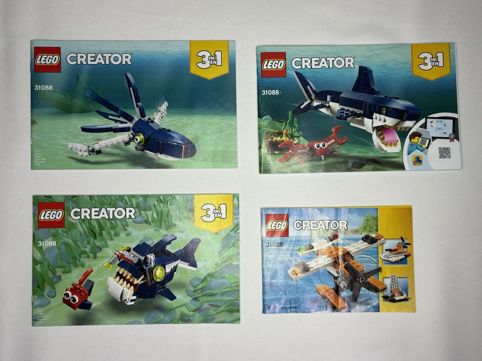 LEGO Creator Instruction Manuals Lot 31088 Deep Sea Creatures & 31028 Sea Plane