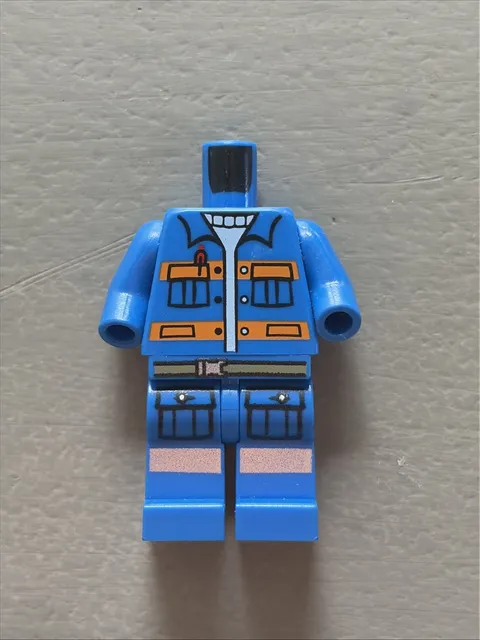 LEGO Blue Torso Construction Worker Truck Driver Minifig Jacket Pen over Sweater