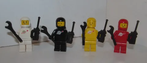 LEGO Classic Spaceman Lot of 4 Astronaut Minifigures - White, Black, Yellow, Red