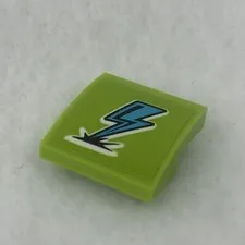 LEGO 15068pb384 Lime Slope, Curved 2 x 2 x 2/3 W/ Lightning Bolt Pattern