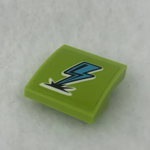 LEGO 15068pb384 Lime Slope, Curved 2 x 2 x 2/3 W/ Lightning Bolt Pattern