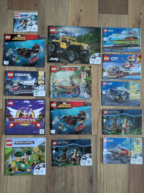 Lot Of 14 Lego Manuals Jeep City Minecraft Creator Sonic Marvel Ninja Avengers