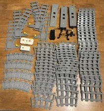 Large Lot LEGO Train Track Pc Lot W/ Remote & Motor Tested Working Switch Curve