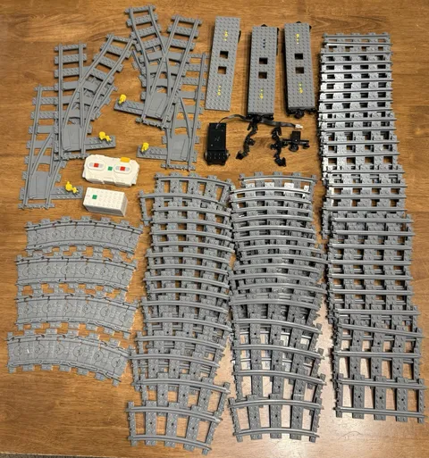 Large Lot LEGO Train Track Pc Lot W/ Remote & Motor Tested Working Switch Curve