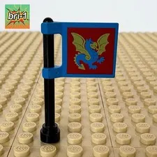 LEGO Castle, Black Knights: Blue Dragon 2 x 2 Flag, POLE, 2335px9, 6086, 1992