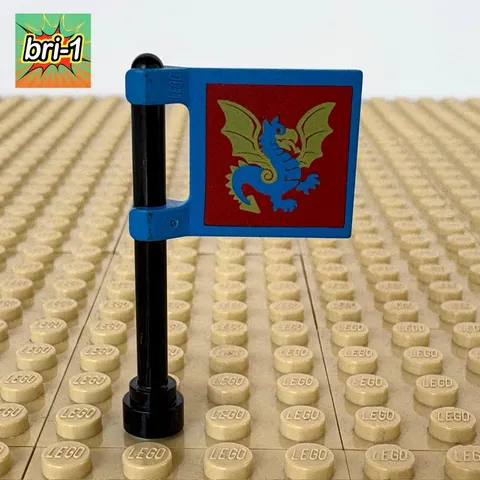 LEGO Castle, Black Knights: Blue Dragon 2 x 2 Flag, POLE, 2335px9, 6086, 1992