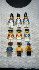 LEGO Vintage Classic Pirates & Blue Coat Soldiers Minifigure Lot of 9 Figures