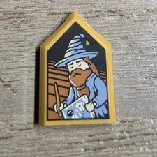 New LEGO Harry Potter Portrait Tile Modified 2x3 Sleeping Wizard Pearl Gold