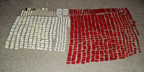 Vintage Lego Bricks - Marked Patent Pending - 4.2 pounds - Mostly Red and White