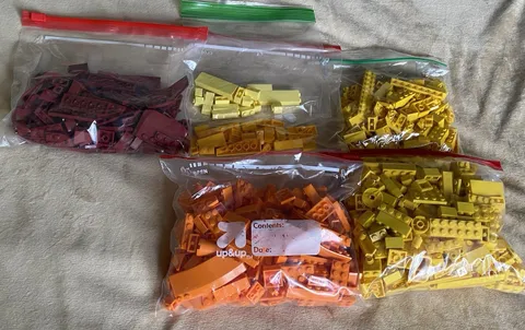 Yellow Orange Maroon Lego Pieces Mixed Lot 2 Lbs 1 Oz.