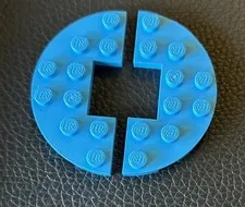 LEGO Parts 18646 Lot 2 Plate Round Half 3 x 6 with 1 x 2 Cutout Dark Azure