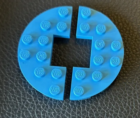LEGO Parts 18646 Lot 2 Plate Round Half 3 x 6 with 1 x 2 Cutout Dark Azure