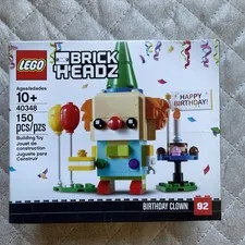 LEGO BRICK HEADZ BIRTHDAY CLOWN HARD TO FIND NEW !!