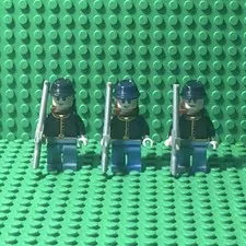 LEGO Union Civil War Lot of 3 Soldier Minifigures w/ Rifles & Backpacks included
