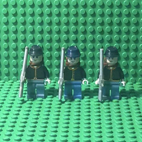 LEGO Union Civil War Lot of 3 Soldier Minifigures w/ Rifles & Backpacks included