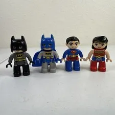 Lego Duplo - 4 DC Comic Super Hero Figures  Wonder Woman, 2 Batman, Superman