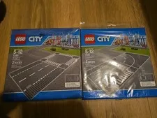 LEGO CITY Straight & Crossroad 7280 + T-Junction & Curved Road Plates 7281 New