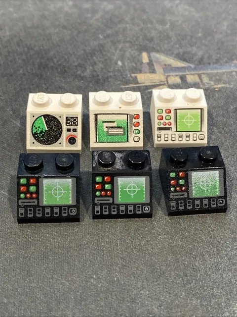 LEGO Lot (6) 2x2 45 Slopes: Control Panels, Computers Black & White