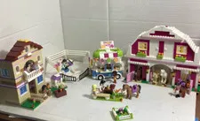 LEGO Friends Lot Figures Animals Accessories Horse riding Juice Bus Barn House