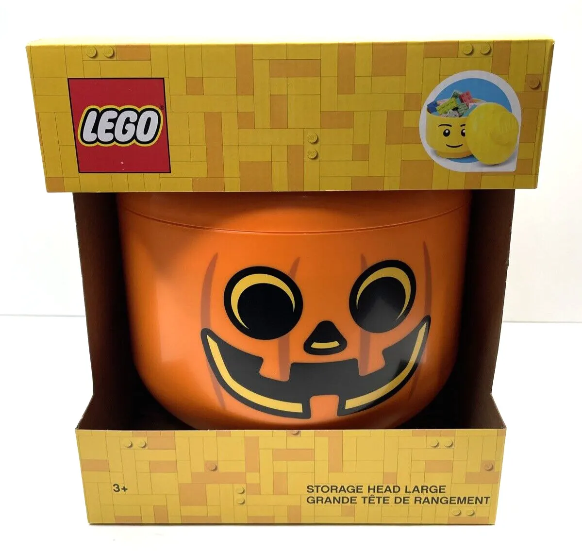 Lego Storage Head Halloween Pumpkin Large NEW Trick Or Treat Bucket