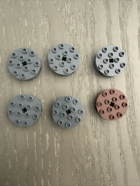 LEGO Brick 4 x 4 Round with Holes (6222) 6 Pieces Dark Gray Brown