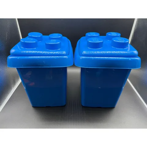LEGO Storage Brick Containers Blue Stackable Box Lot of 2 Toy Organizer