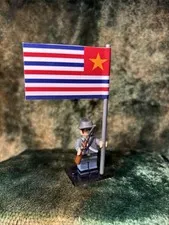2x 54mm MINI American Civil War Confed + LOUISIANA State Flag on LEGO POLE