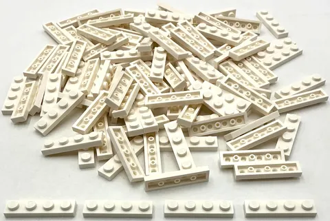 Lego 100 New White Plates 1 x 4 Stud Parts