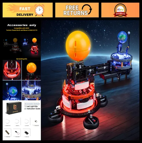 Planet Earth & Moon Orbit Light Compatible with Lego - Creative Building Set
