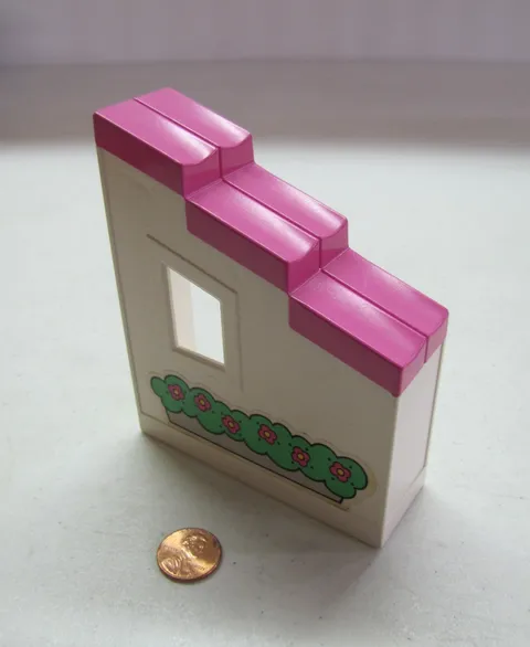 Vintage Lego Duplo WHITE HOT PINK SHINGLE ROOF House Block Brick Piece #2
