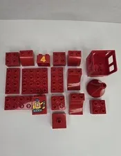 Lot Of 17 pc Red LEGO DUPLO Bricks Lot Mixed Shapes Pieces