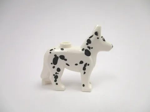 LEGO Dalmatian Dog White with Black Eyes, Nose & Spots Pattern Alsatian Fire Dog