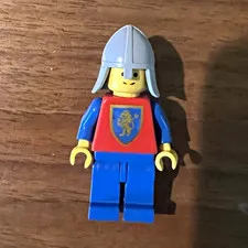 LEGO Castle Lion Knight Minifigure Blue Legs Red Lion Crest Gray Helmet CLASSIC