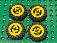 4 x LEGO Wheel Ref 3483+3482 Yellow / Set 9747 9719 3804 9785 9786 8024