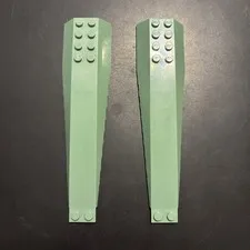 Lot Of 2 LEGO Sand Green Wedge 4 x 16 Triple Curved Slope Flower Bouquet 45301