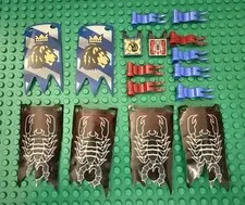 LEGO Knights Kingdoms Castle Lot Of Banner And Flag Pieces Scorpions / Lions