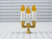 LEGO Pearl Gold Candelabra w/ White Candles & Flame Accessory Minifig BR