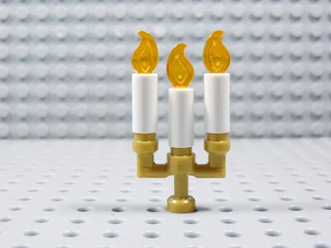 LEGO Pearl Gold Candelabra w/ White Candles & Flame Accessory Minifig BR