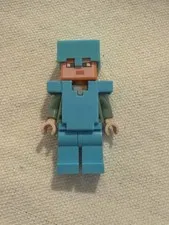 Lego Minecraft Alex Minifigure Figure Blue Diamond Armor